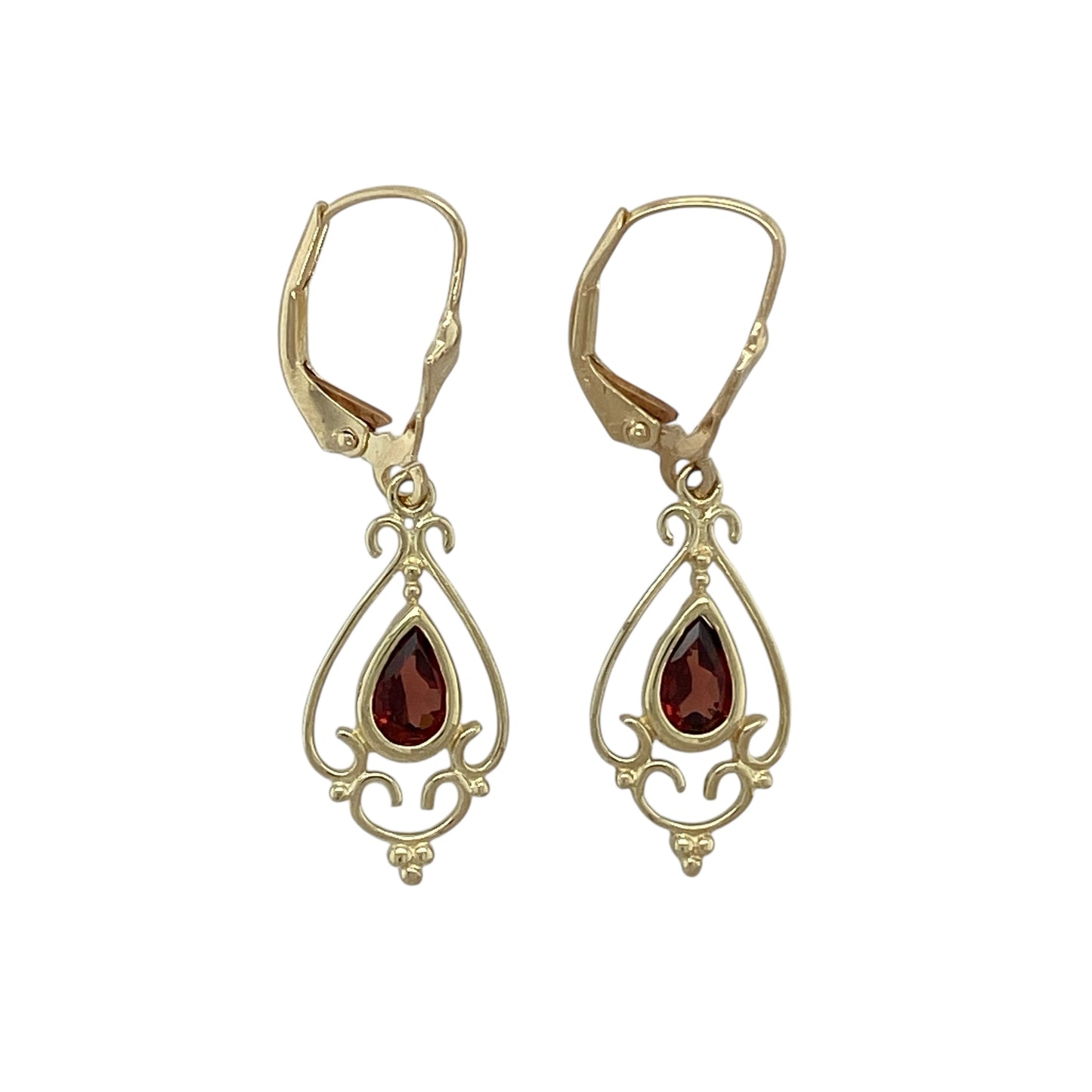 9ct Gold & Garnet Set Drop Earrings