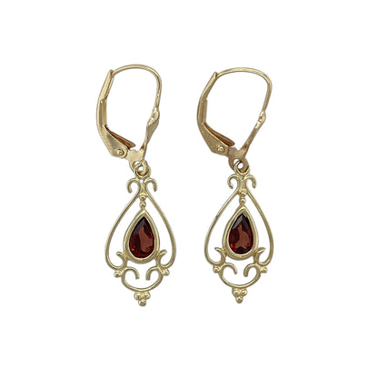 9ct Gold & Garnet Set Drop Earrings