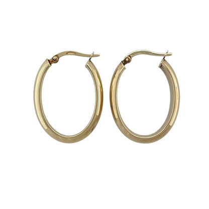 9ct Gold Oval Creole Earrings
