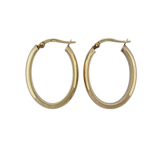 9ct Gold Oval Creole Earrings
