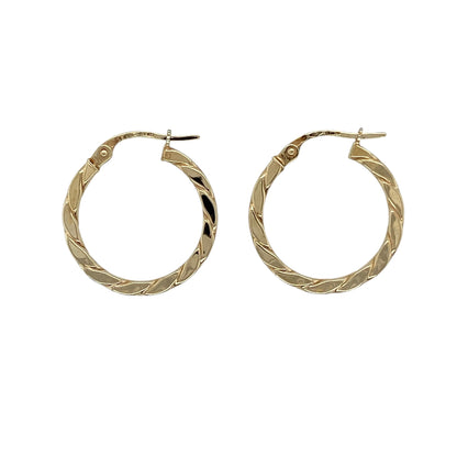 9ct Gold Flat Twisted Hoop Creole Earrings