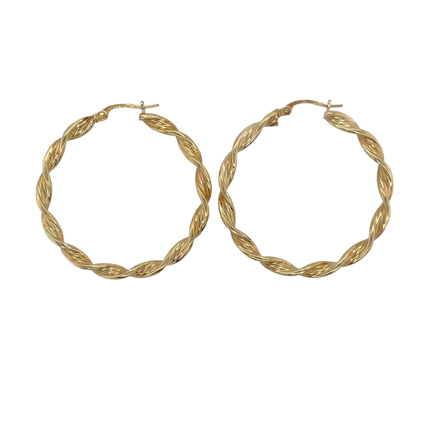 9ct Gold Twisted Ribbon Creole Earrings