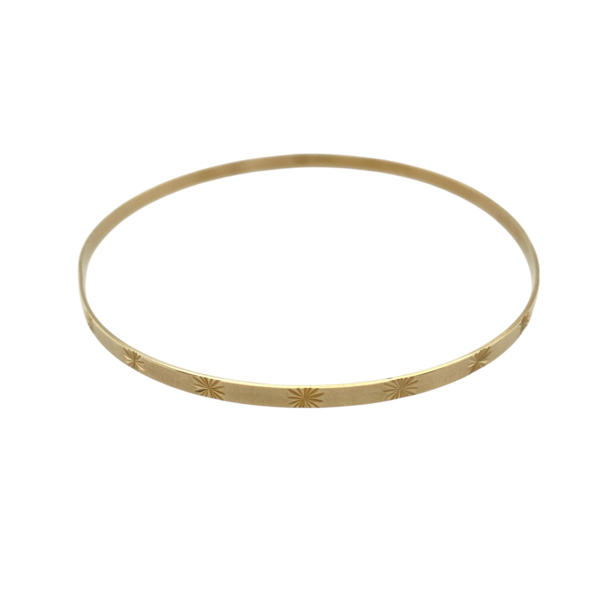9ct Solid Gold Star Patterned Bangle