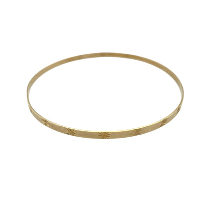 9ct Solid Gold Star Patterned Bangle