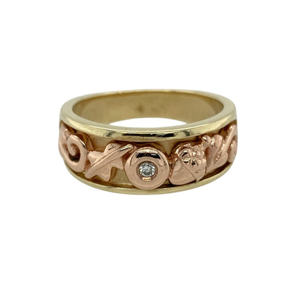 9ct Gold & Diamond Set Clogau Royal Oak Band Ring
