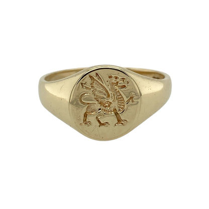 9ct Gold Welsh Dragon Signet Ring