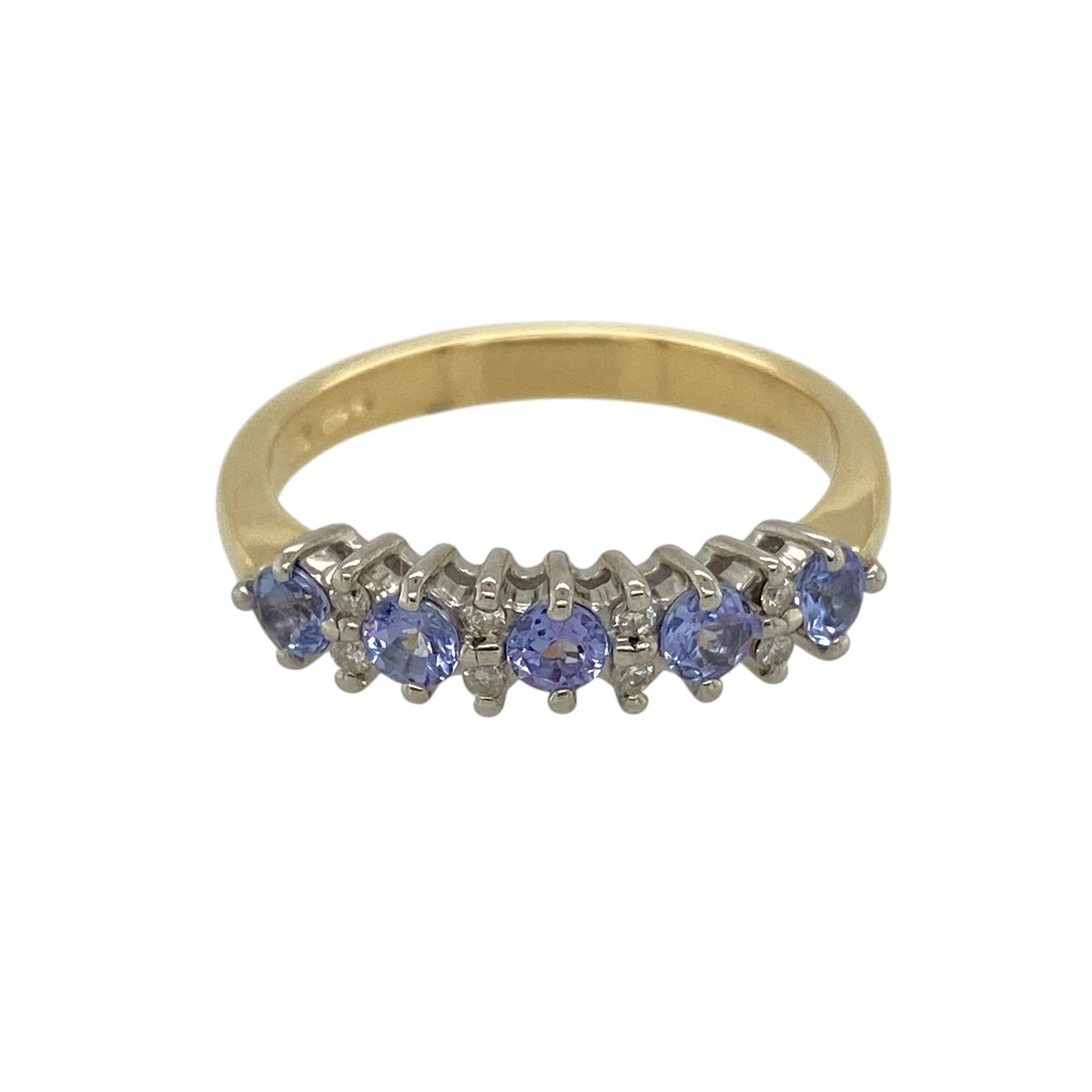 18ct Gold Diamond & Tanzanite Set Band Ring