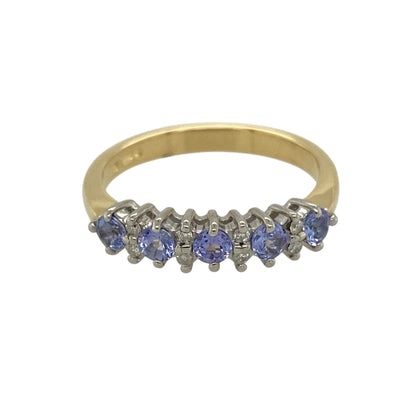 18ct Gold Diamond & Tanzanite Set Band Ring