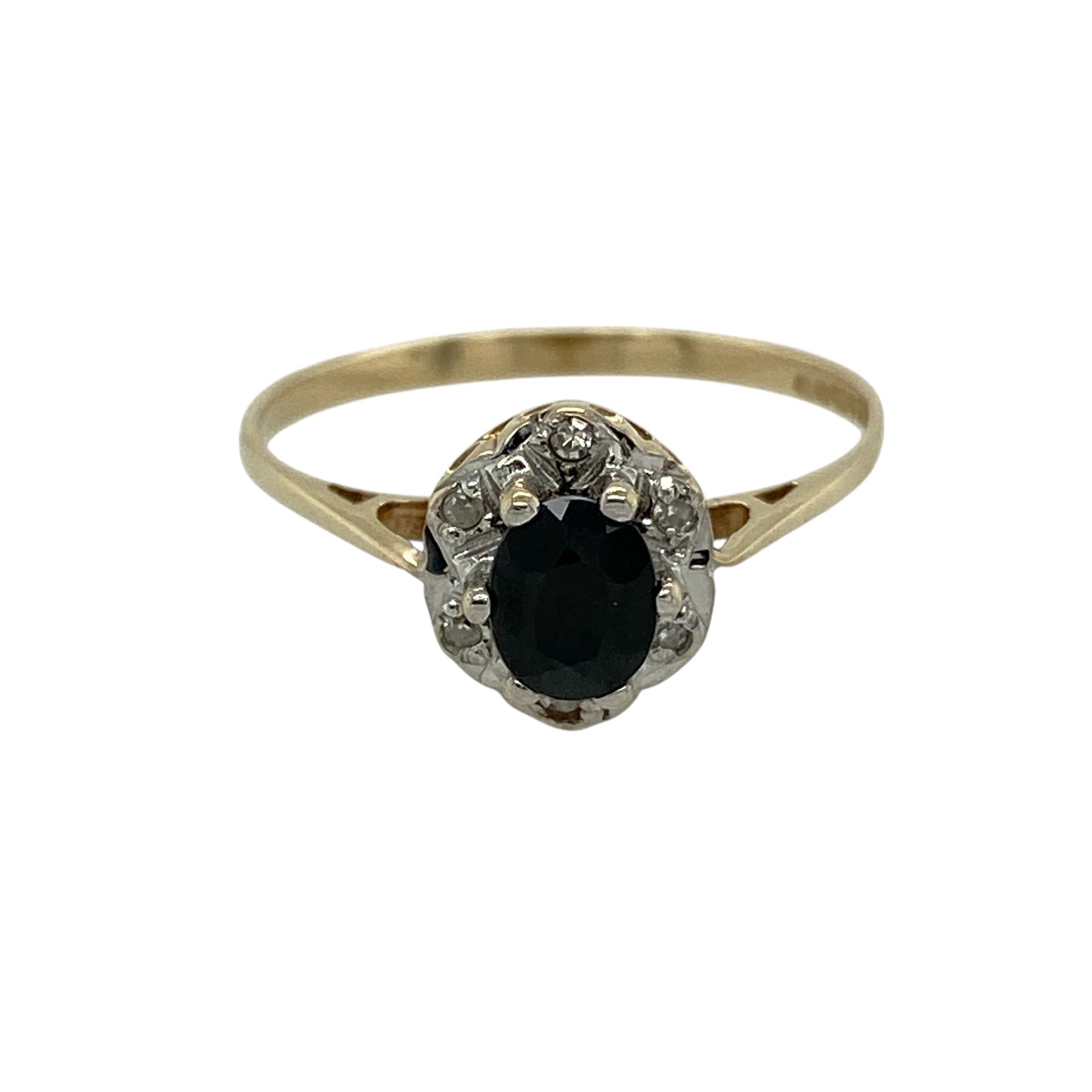 9ct Gold Diamond & Sapphire Set Cluster Ring