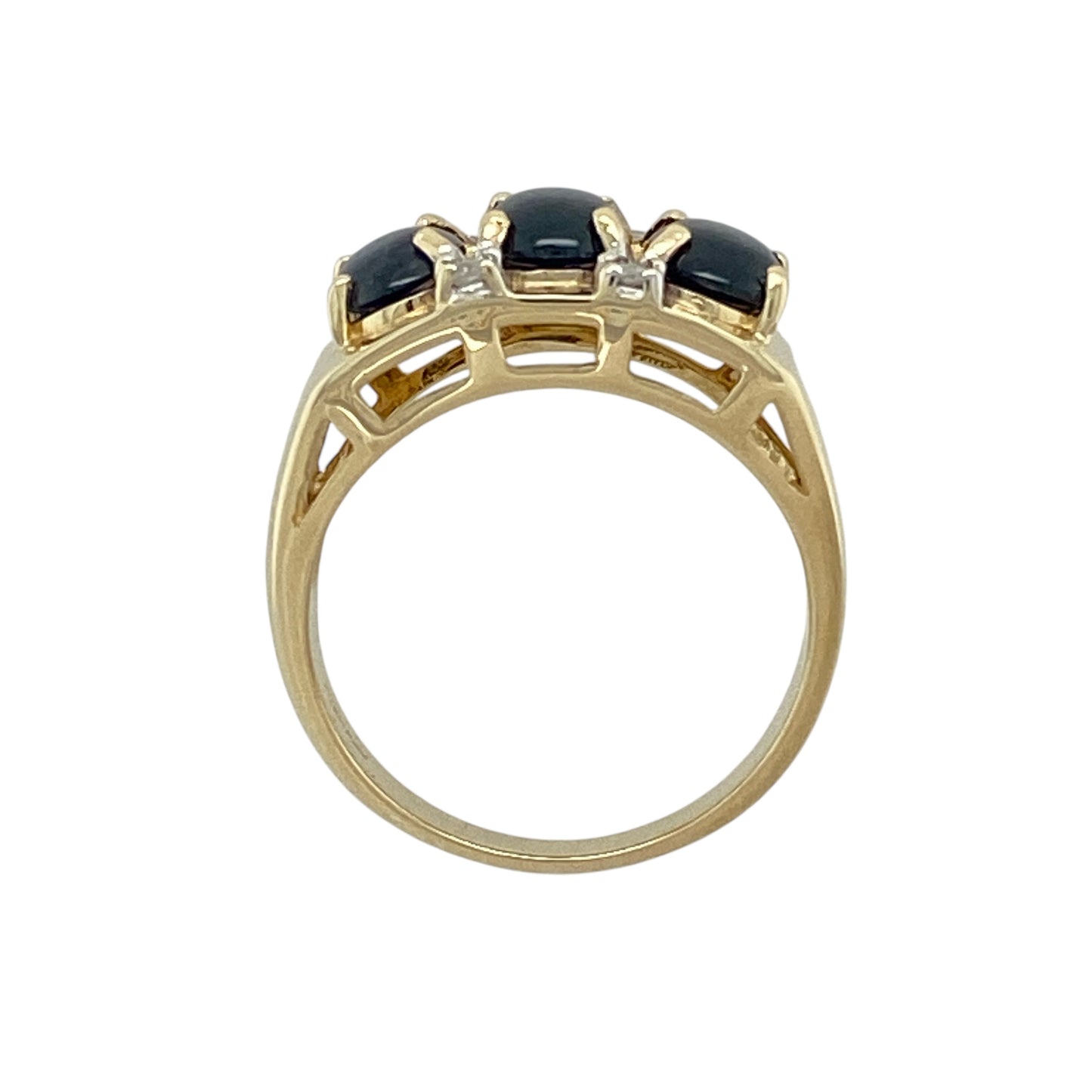 9ct Gold Diamond & Sapphire Set Trilogy Ring