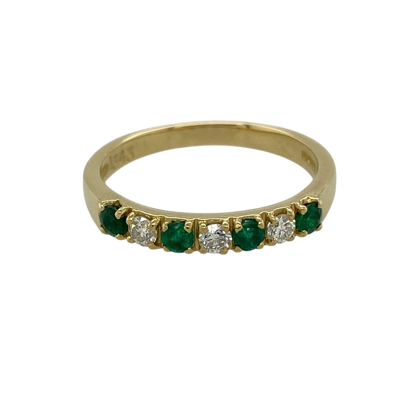 18ct Gold Diamond & Emerald Set Band Ring