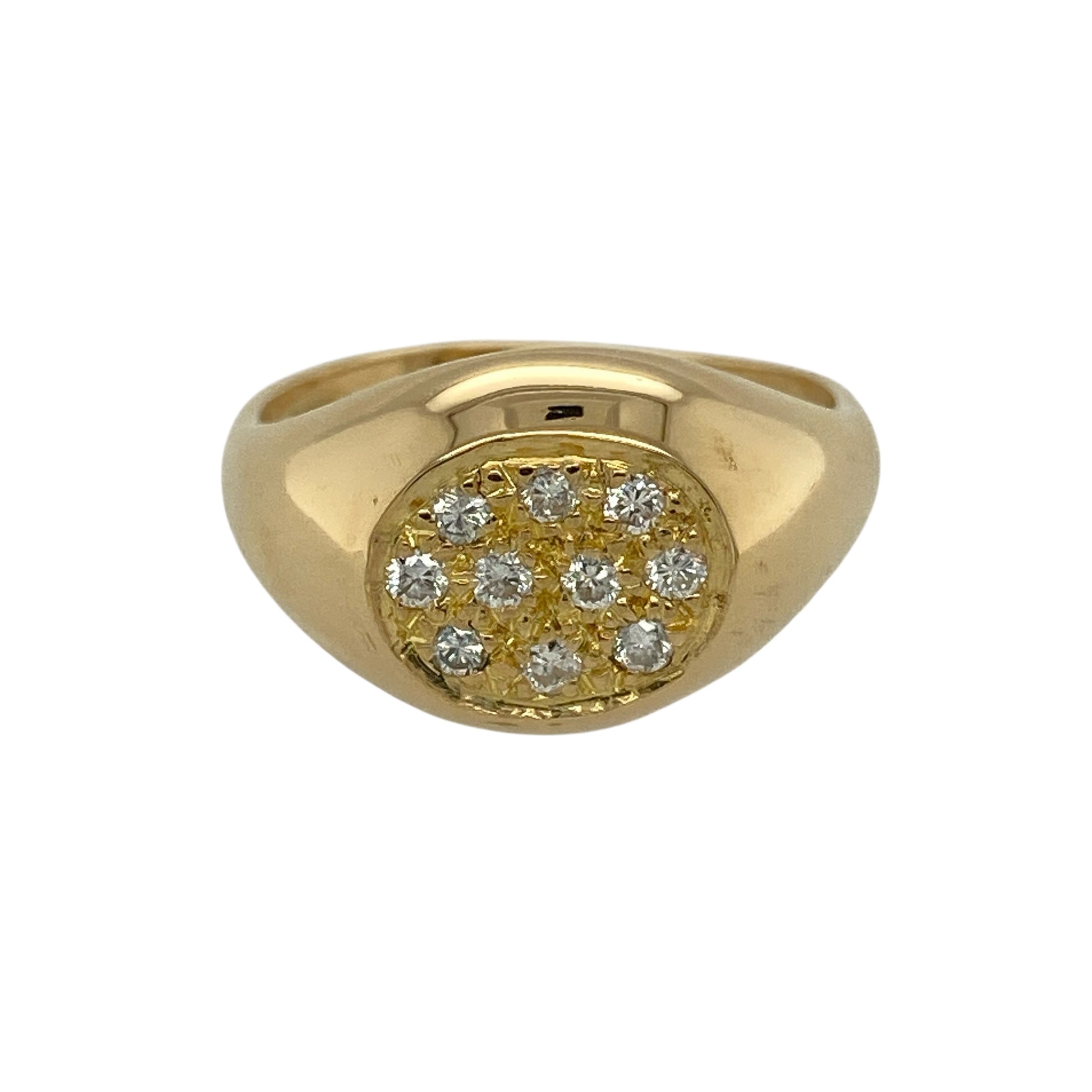 18ct Gold & Diamond Set Oval Signet Ring