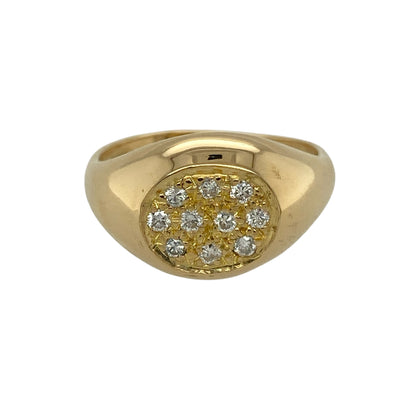 18ct Gold & Diamond Set Oval Signet Ring