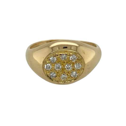 18ct Gold & Diamond Set Oval Signet Ring