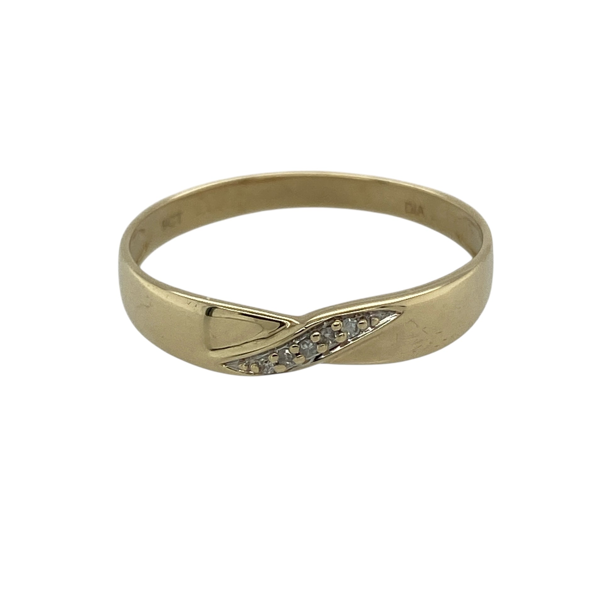 9ct Gold & Diamond Set Crossover Band Ring