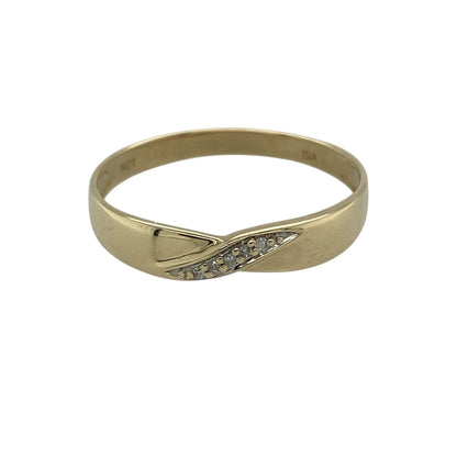 9ct Gold & Diamond Set Crossover Band Ring