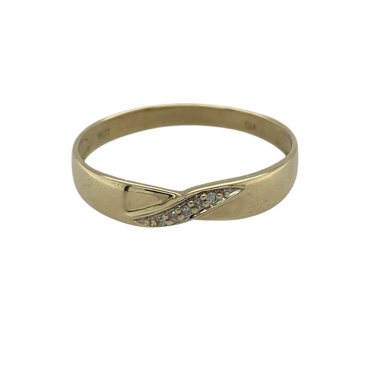 9ct Gold & Diamond Set Crossover Band Ring