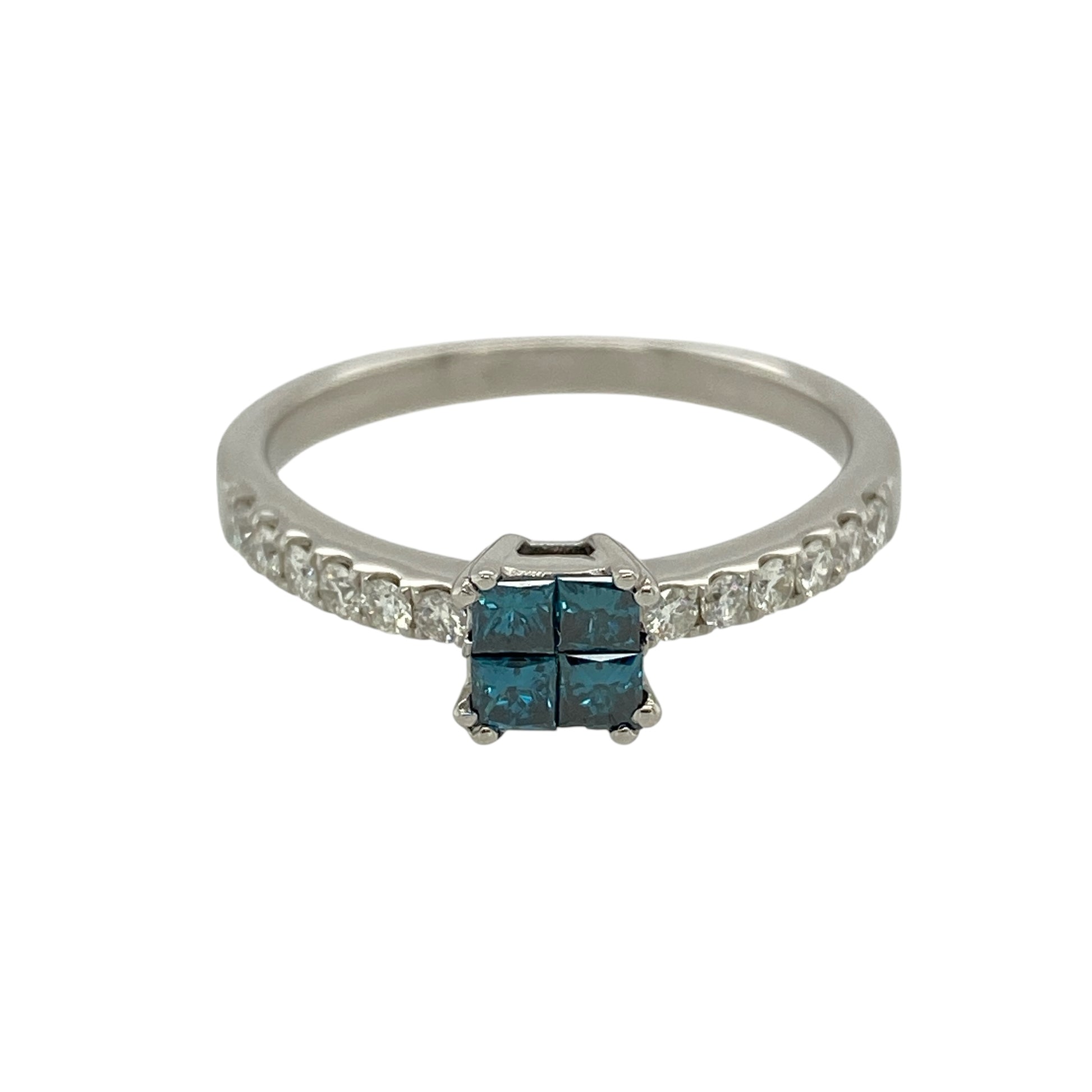 14ct White Gold & Blue Enhanced Diamond Set Solitaire Ring