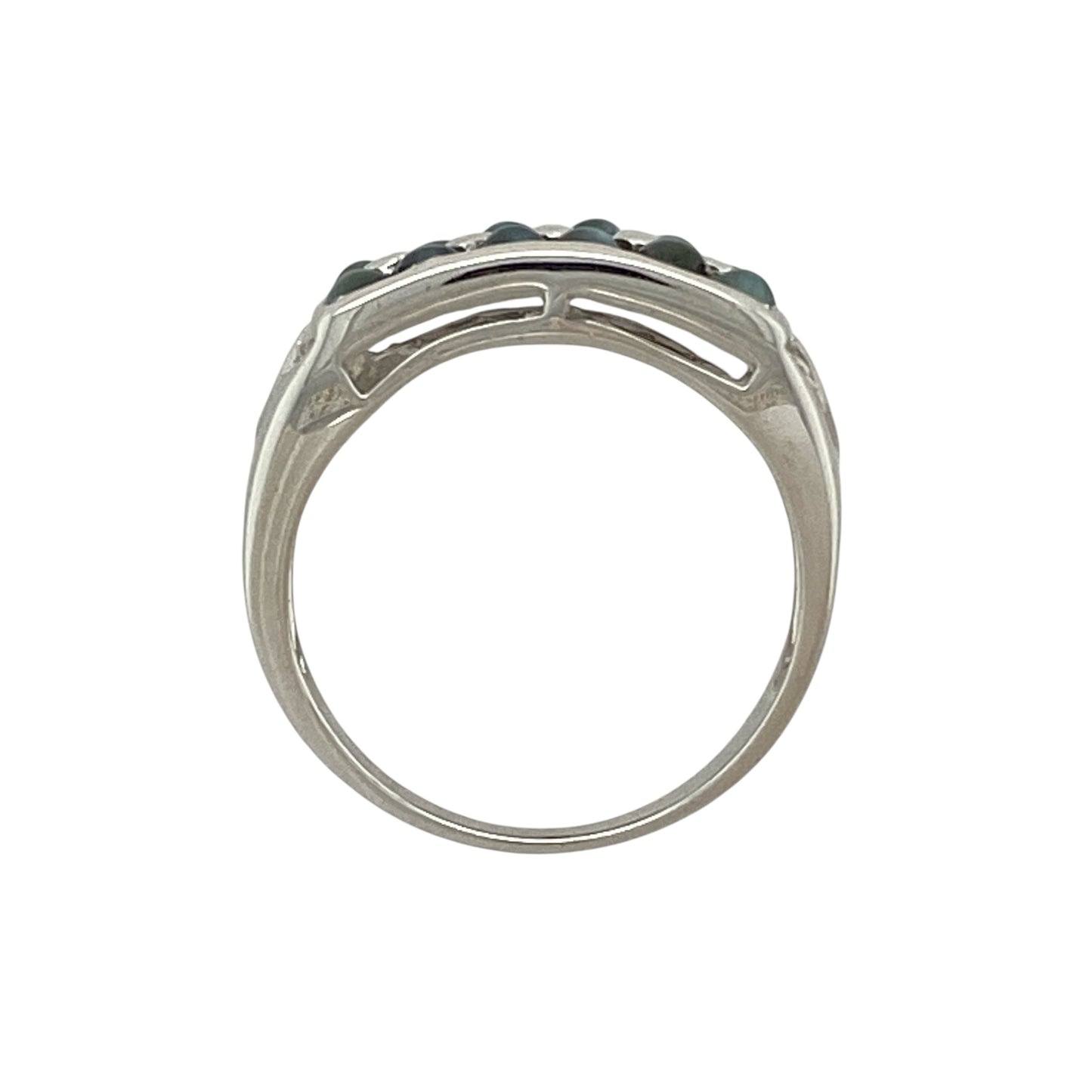 9ct White Gold & Alexandrite Cats Eye Set Band Ring