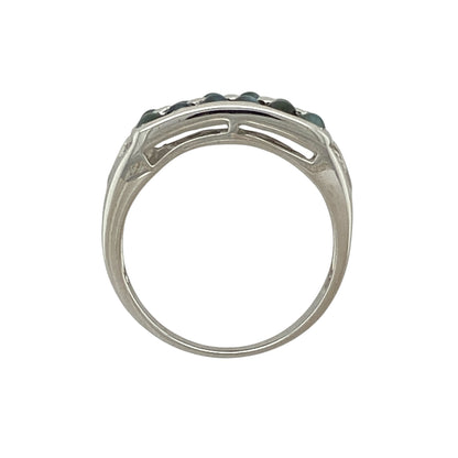 9ct White Gold & Alexandrite Cats Eye Set Band Ring