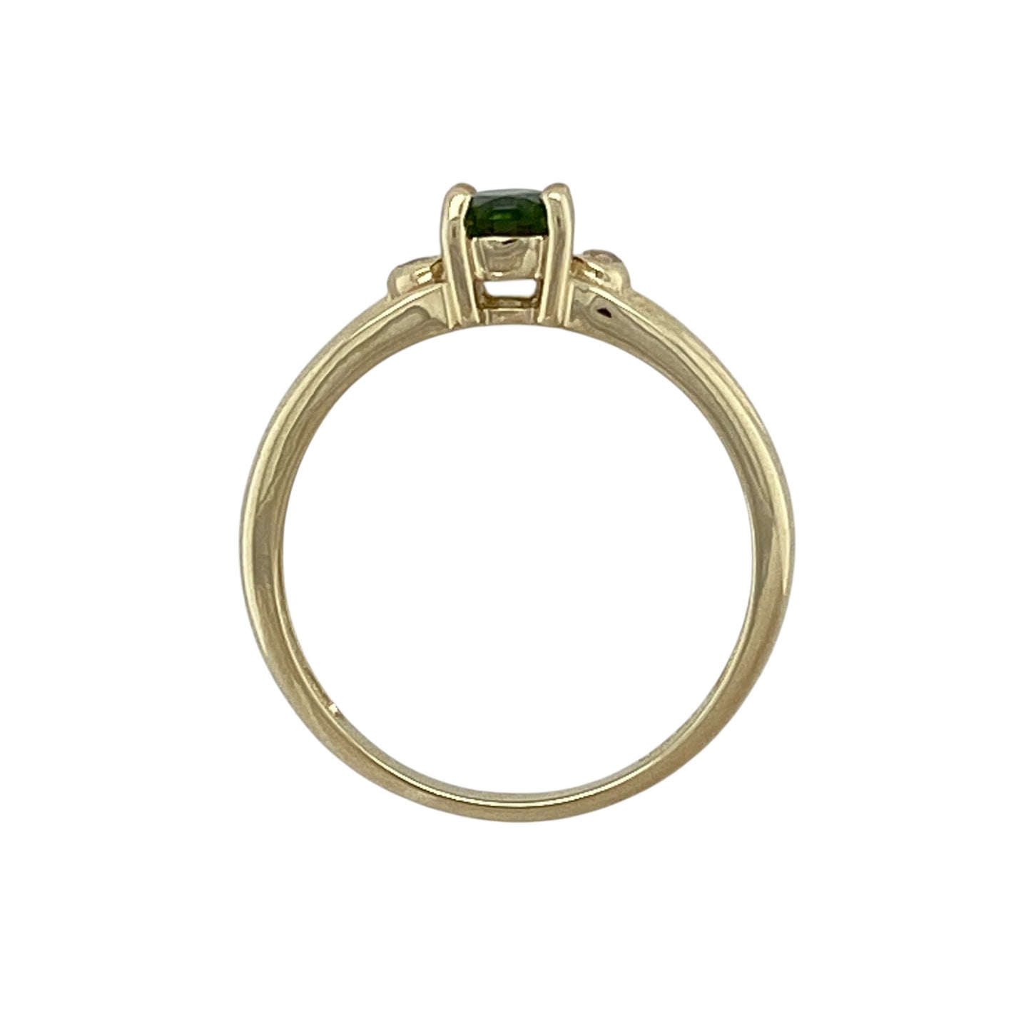 9ct Gold Russian Diopside & White Topaz Set Ring