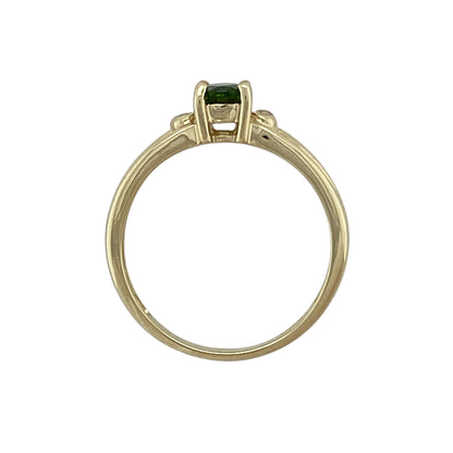 9ct Gold Russian Diopside & White Topaz Set Ring