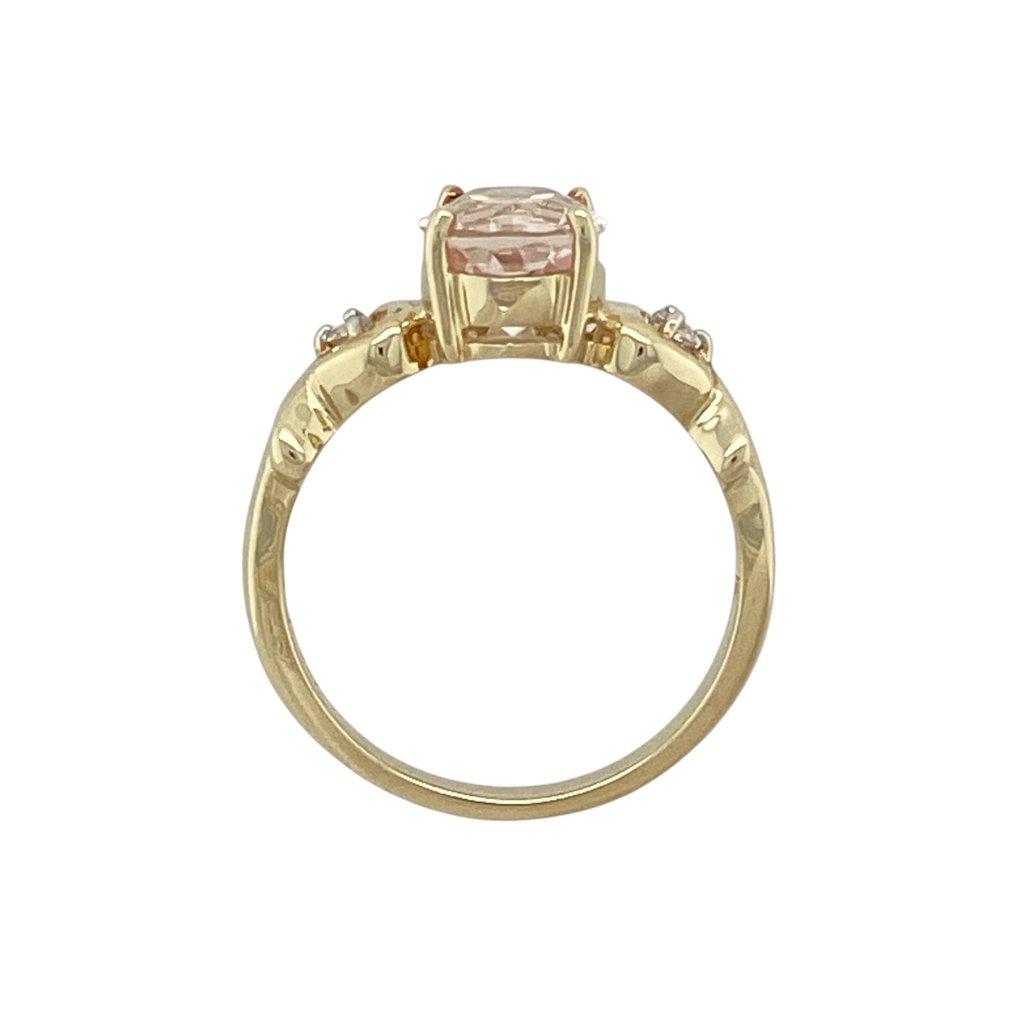 9ct Gold Morganite & White Topaz Set Ring