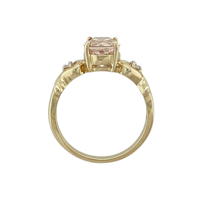 9ct Gold Morganite & White Topaz Set Ring