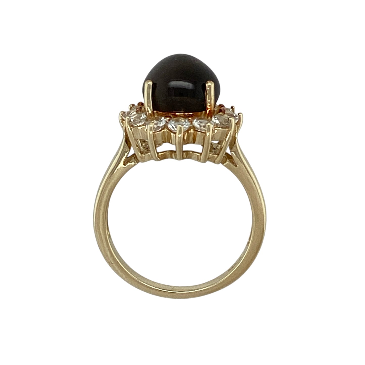 9ct Gold Cats Eye & White Topaz Set Cluster Ring