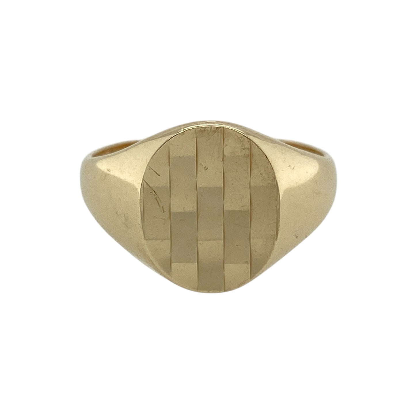 9ct Gold Patterned Oval Signet Ring