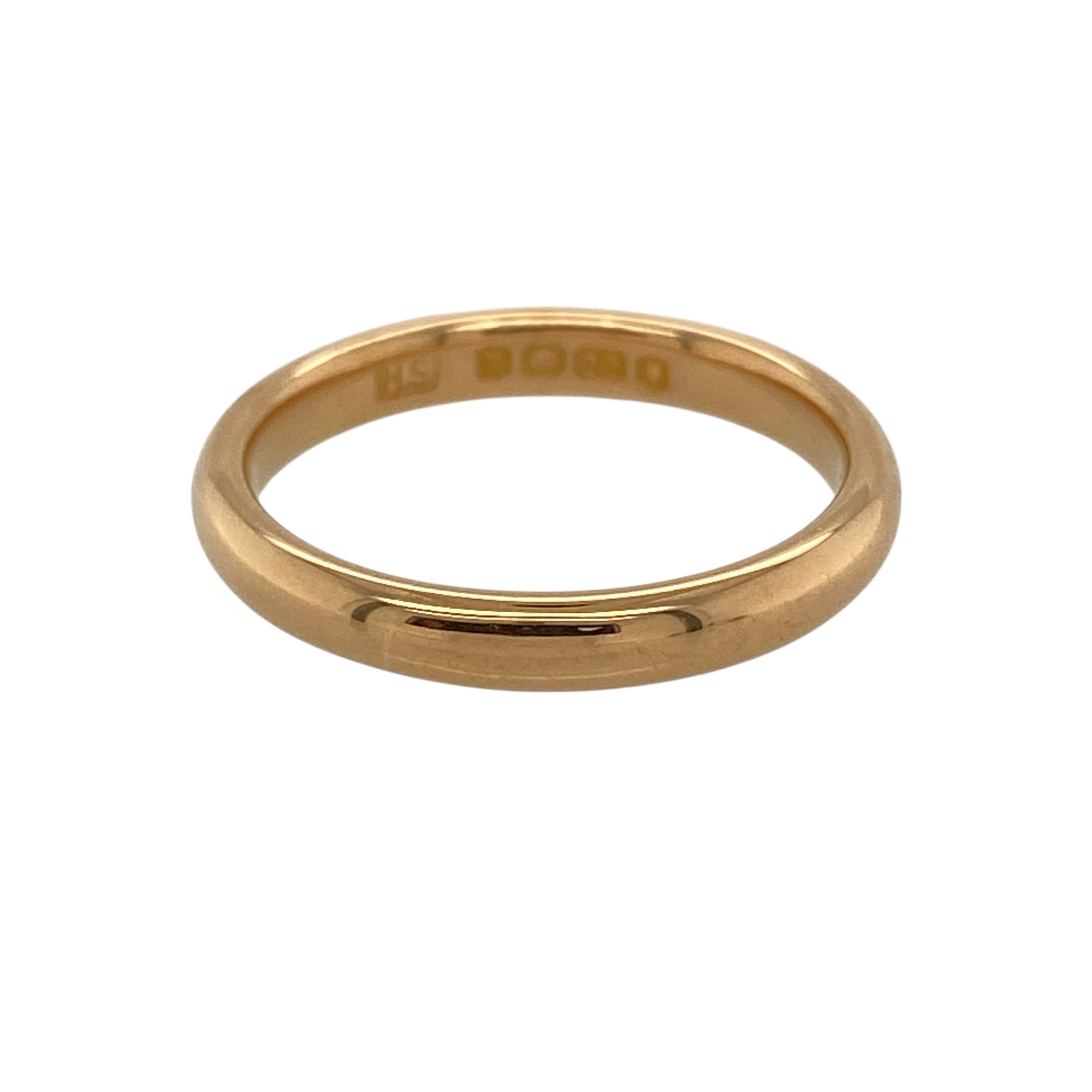 Bring timeless simplicity and rich golden warmth to your jewellery collection with this pre-owned 22ct yellow gold wedding band ring, a classic piece designed to symbolise enduring commitment.

Design: This ring features a traditional plain band profile with a smooth, polished finish, offering a clean and understated look that never goes out of style.
Material: Made from luxurious 22-carat yellow gold, the high gold content gives the ring its distinctive rich colour and traditional appeal.