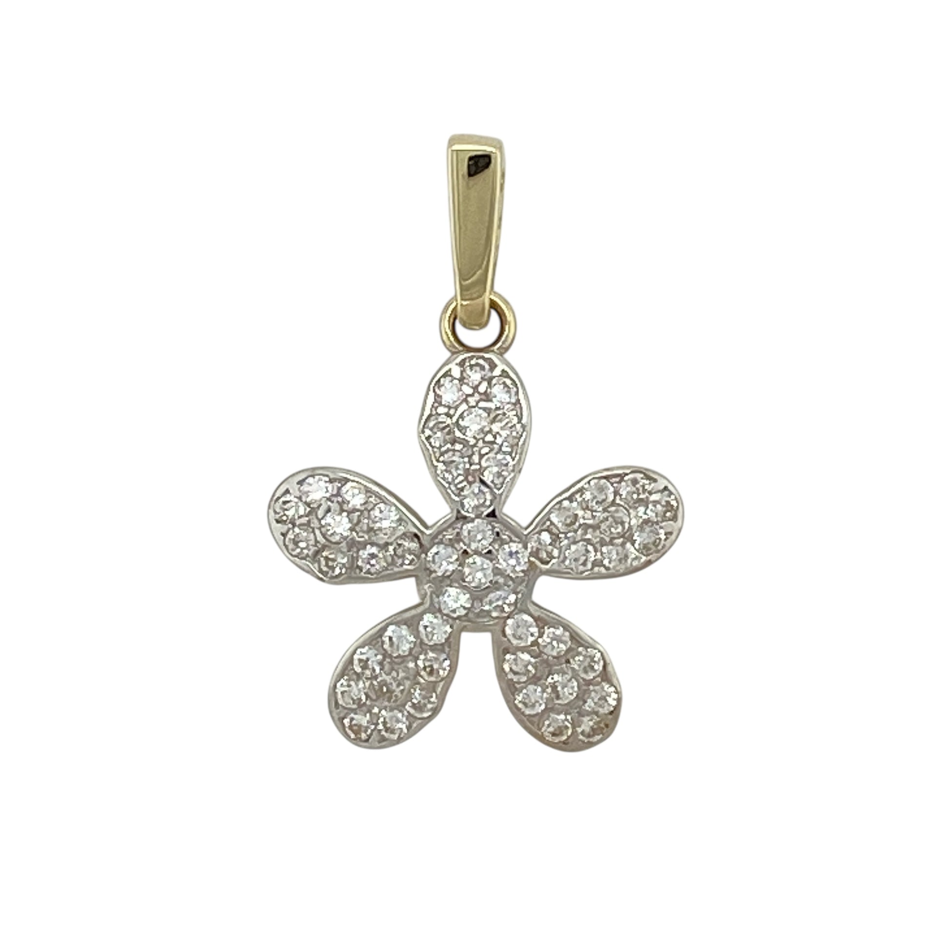 9ct Gold & Cubic Zirconia Set Flower Pendant