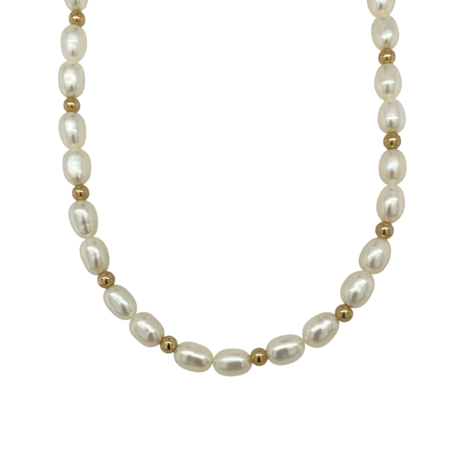 9ct Gold & Pearl Ball 16" Necklace
