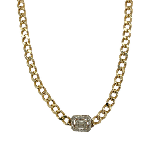 14ct Gold & Cubic Zirconia Set Halo 15" - 16" Necklace