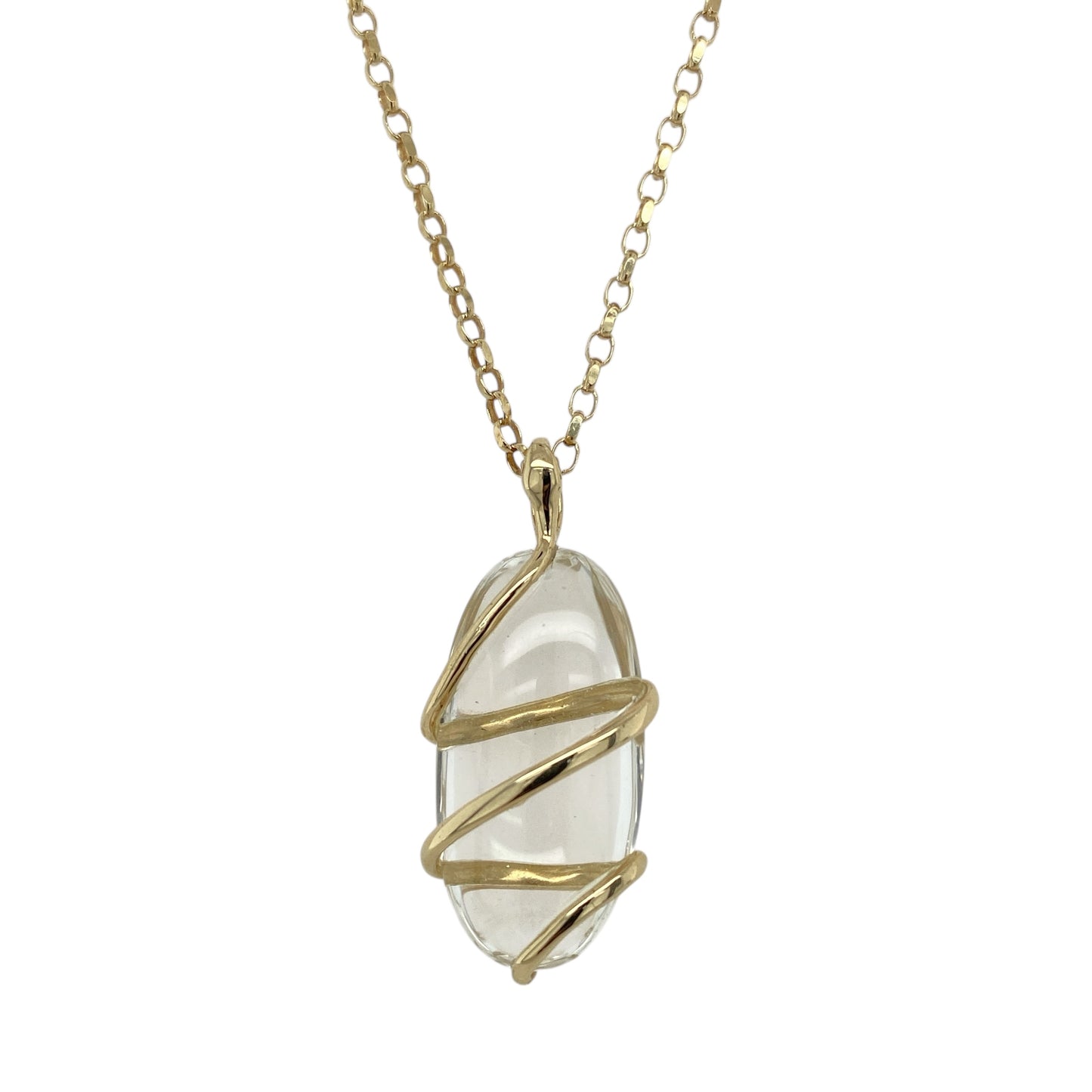 9ct Gold & Clear Quartz Oval 20" Necklace