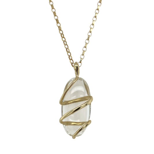 9ct Gold & Clear Quartz Oval 20" Necklace