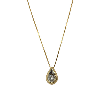 14ct Gold & Diamond Set Teardrop 16" Necklace