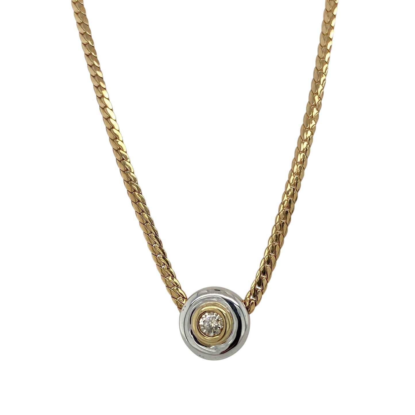 9ct Gold & Diamond Set Circle 16" Necklace