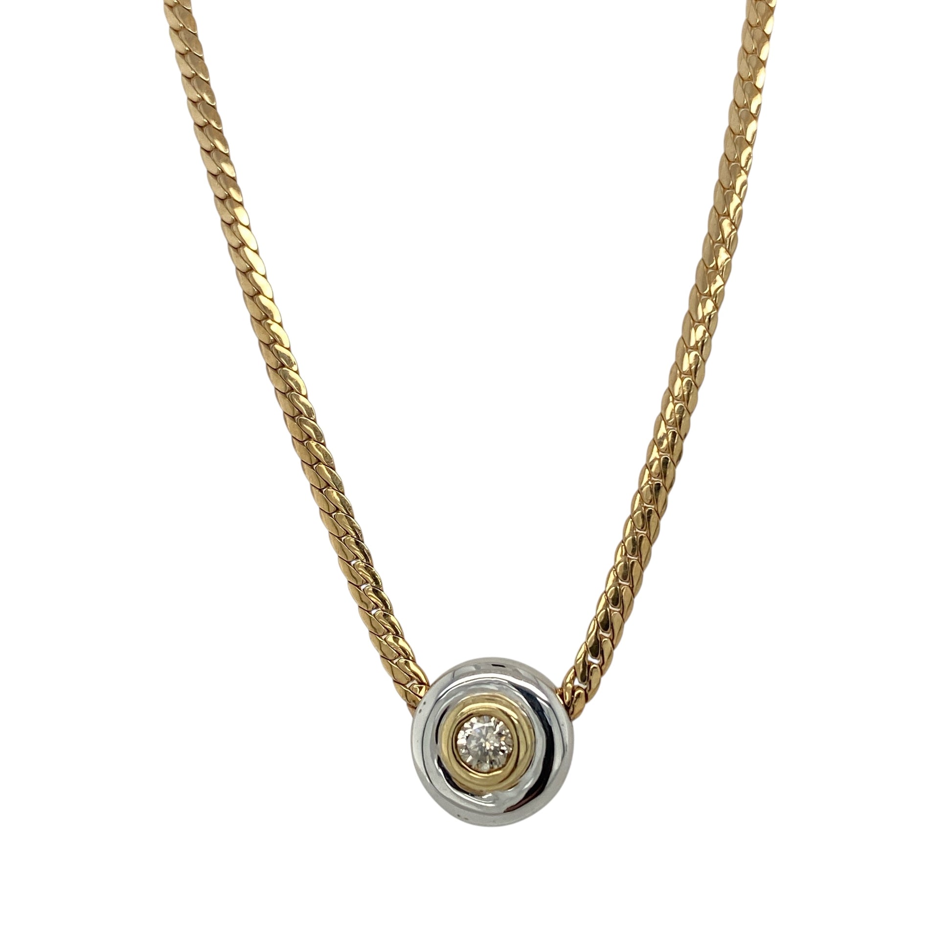 9ct Gold & Diamond Set Circle 16" Necklace