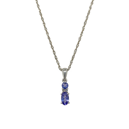 9ct White Gold Diamond & Tanzanite 18" Necklace