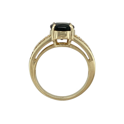9ct Gold Green Tourmaline & White Topaz Set Ring