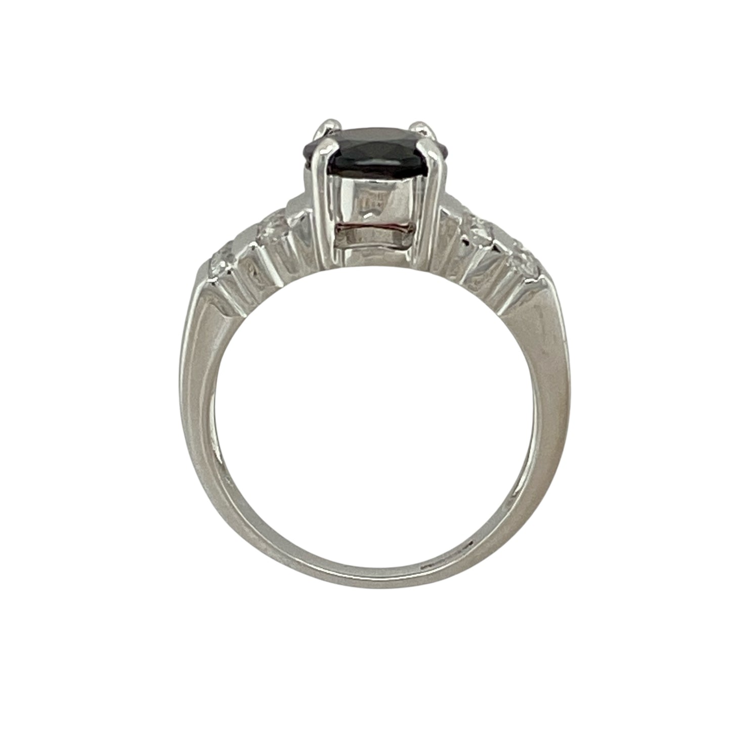 9ct White Gold & Spessartite Garnet & White Topaz Set Ring