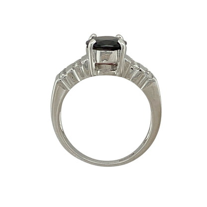9ct White Gold & Spessartite Garnet & White Topaz Set Ring