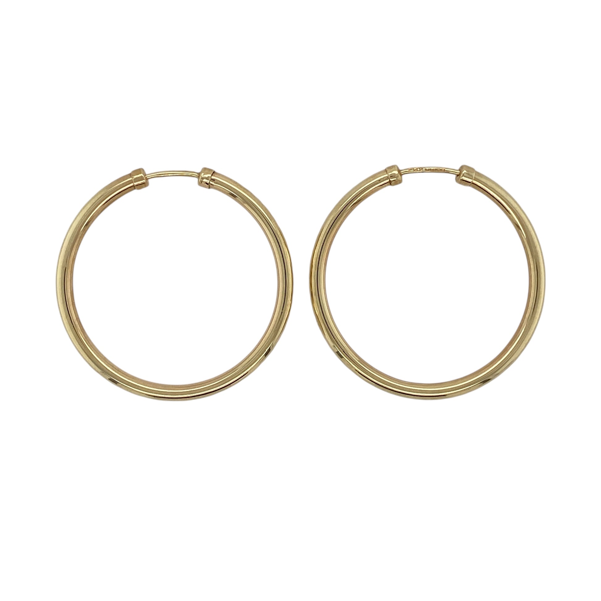 9ct Gold Patterned Edge Hoop Earrings