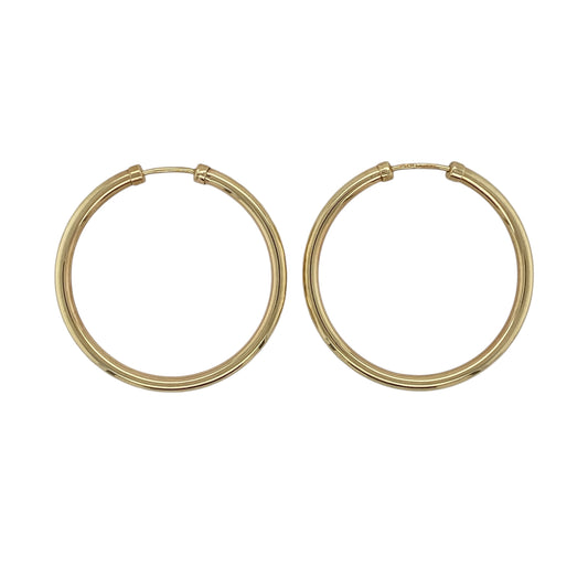 9ct Gold Patterned Edge Hoop Earrings