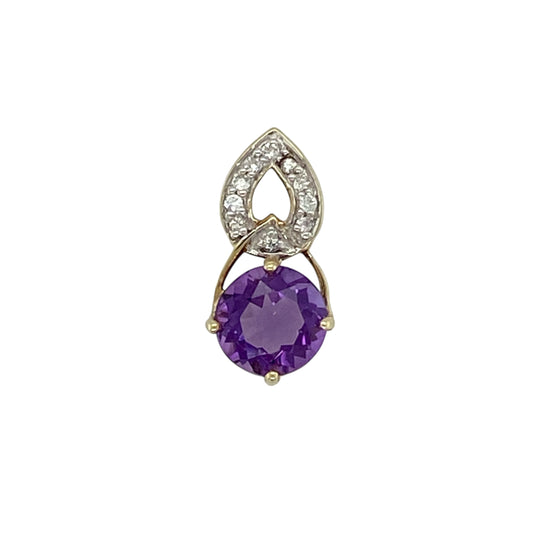 9ct Gold Amethyst & White Topaz Set Pendant