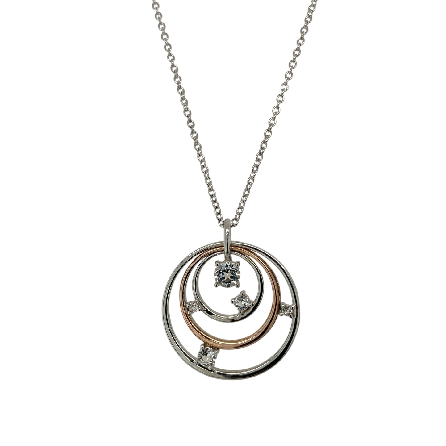 925 Silver & White Topaz Set Clogau Awyr Y Nos 18" - 22" Necklace