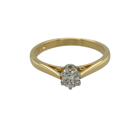 18ct Gold & Diamond Set Solitaire Ring