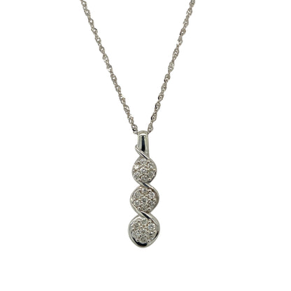 9ct White Gold & Diamond Set Flower Trilogy 18" Necklace