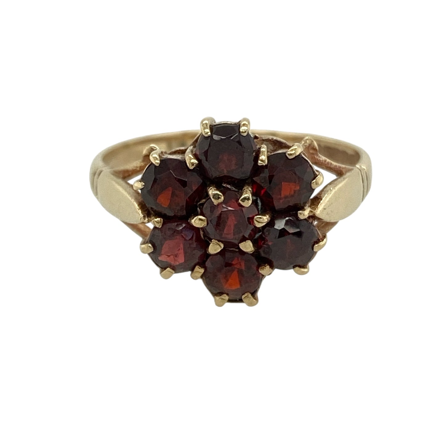 9ct Gold & Garnet Set Flower Cluster Ring
